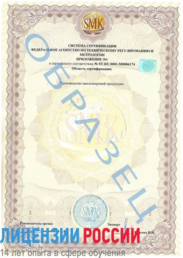 Образец сертификата соответствия (приложение) Яковлевка Сертификат ISO 22000